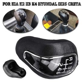 Noir - Pommeau De Levier De Vitesse Mt En Cuir Pu 6 Vitesses Pour Hyundai Ix25 Creta Sportage Pour Kia K2 K4