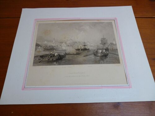 Gravure Anglaise Sur Acier Xixème// Constantinople From The Entrance To The Golden Horn