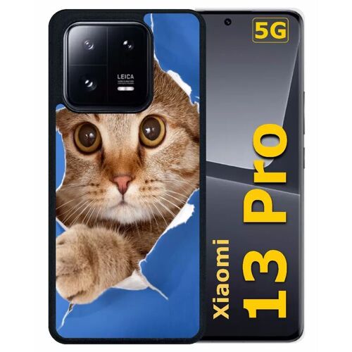 Coque pour xiaomi 13 pro - chat trou - silicone - noir