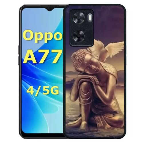 Coque pour oppo a77 4g/5g - buddha - silicone - noir