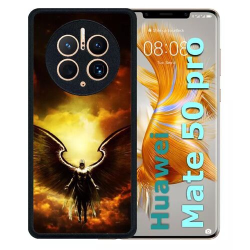 Coque Pour Huawei Mate 50 Pro - Ange Flamme - Silicone - Noir
