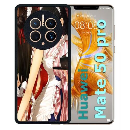 Coque pour huawei mate 50 pro - filles manga 2 - silicone - noir