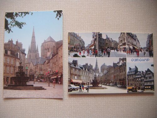 2 Cartes Postales De Guimgamp (22): La Rue Piétonne Et La "Plomée"