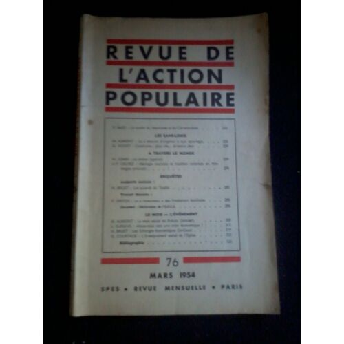 Revue De L' Action Populaire No 76 Mars 1954