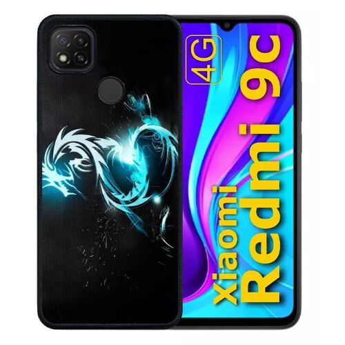 Coque Pour Redmi 9c - Dragon Tribal - Silicone - Noir