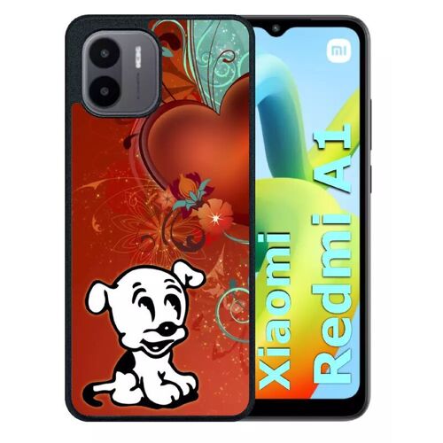 Coque Pour Redmi A1 - Chien Love - Silicone - Noir