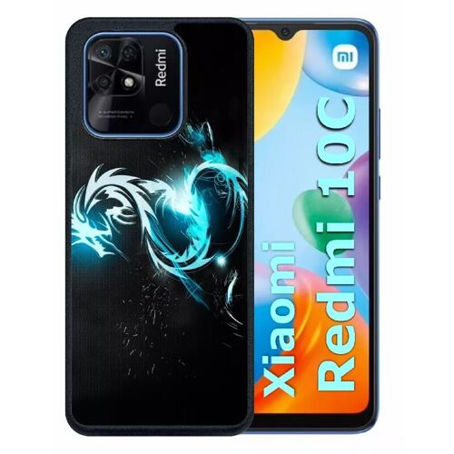 Coque pour redmi 10c - dragon tribal - silicone - noir