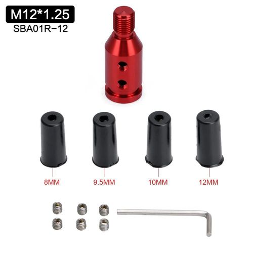 M12x1.25 Rouge - M12x1.25mm /M10x1.5mm Universel En Aluminium Levier De Vitesse Pommeau De Levier De Vitesses Adaptateur Pour Manettes Non Filetées Pour Bmw Mini 4 Couleurs