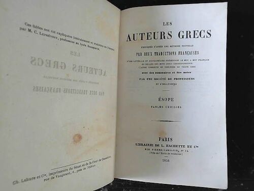 Les Auteurs Grecs Ésope. Fables Choisies. Babrius. Fables.