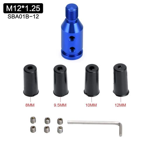 M12x1.25 Bleu - M12x1.25mm /M10x1.5mm Universel En Aluminium Levier De Vitesse Pommeau De Levier De Vitesses Adaptateur Pour Manettes Non Filetées Pour Bmw Mini 4 Couleurs