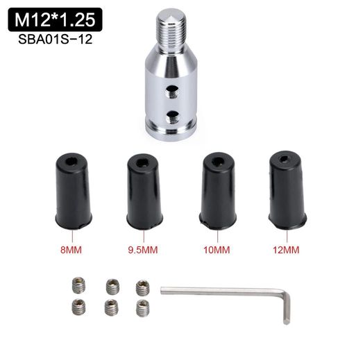 M12x1.25 Argent - M12x1.25mm /M10x1.5mm Universel En Aluminium Levier De Vitesse Pommeau De Levier De Vitesses Adaptateur Pour Manettes Non Filetées Pour Bmw Mini 4 Couleurs