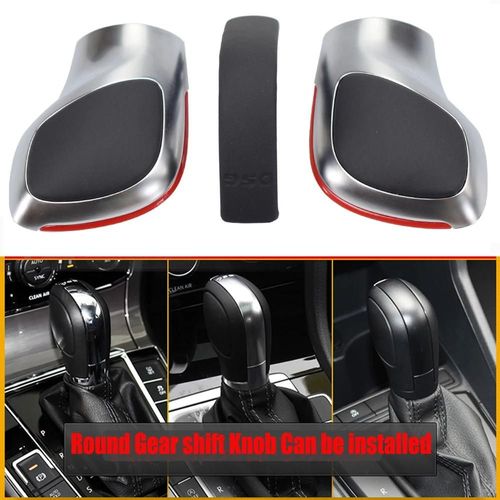 Chrome Argent-Rouge 1 - Levier De Changement De Vitesse De Voiture Rouge/Bleu, Emblème De Couvercle Chromé Mat Pour Volkswagen Vw Golf 7 Dsg