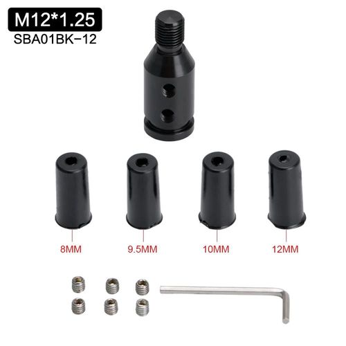 M12x1.25 Noir - M12x1.25mm /M10x1.5mm Universel En Aluminium Levier De Vitesse Pommeau De Levier De Vitesses Adaptateur Pour Manettes Non Filetées Pour Bmw Mini 4 Couleurs