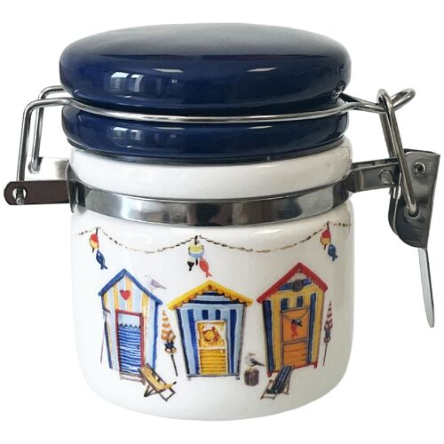 Pot À Épices Hermétique En Faïence Avec Cuillère En Bois