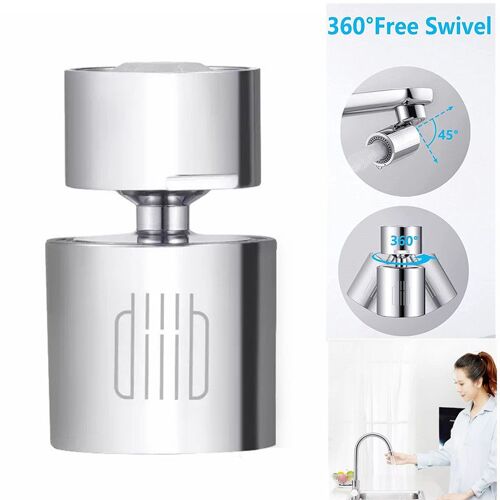 Mousseur Robinet 20mm 22mm de Cuisine Économiseur d'eau Double Fonction Rotation à 360 Degrés avec 5 Adaptateurs