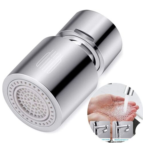 Aérateur de Robinet, 360° Pivotant Mousseur Filtre Robinet avec 2 Modes de Pulvérisation Anti-éclaboussures Détartrage Accessoires pour Évier de Cuisine de Salle de Bain, Économie d'Eau