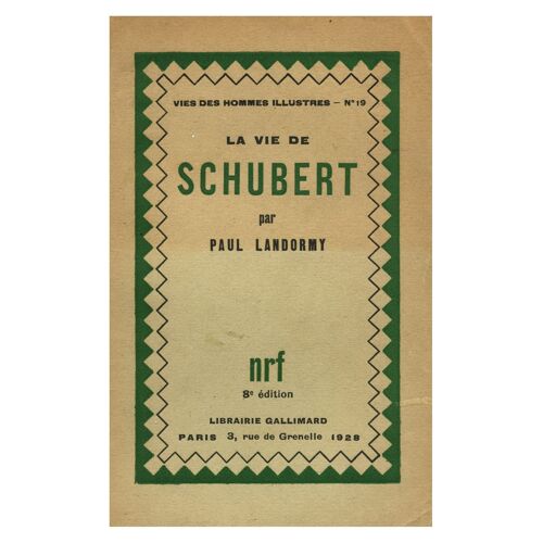 La Vie De Schubert / 1928 / Landormy, Paul / Réf3311