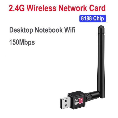 8188 puce - OULLX Adaptateur Wifi USB 150Mbps 2.4Ghz antenne Ethernet Wi fi Dongle Lan carte réseau sans fil PCNotebook Wifi IPTV récepteur