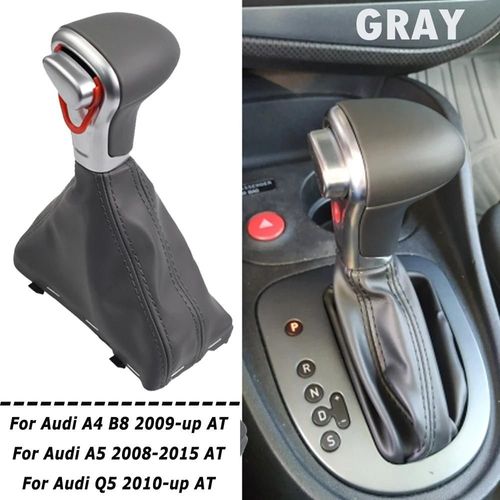 Cuir-Gris - Automatique Automatique Pommeau De Levier De Vitesses Pour Audi A6 C6 A4 B8 A5 Q5 2009 2010 2011 2012 2013 2014 Pommeau De Botte