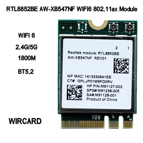 Wifi 6 AW XB547NF RTL8852punNetwork Carte 1800Mbps BTstimule touristes Bande Sans Fil Wi Fi Adaptateur stérilisation 11ax 2.4G/5 mesurz MU MIMO Pour P1 10