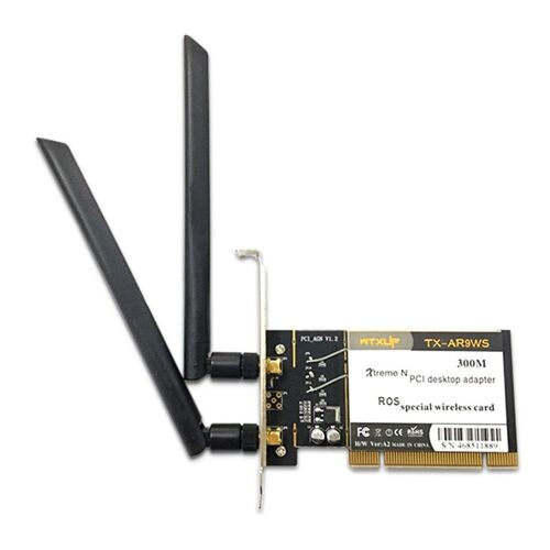 noir - Wcrugettes Adaptateur réseau WiFi sans fil Atheros AR9223 PCI, stérilisation 300M, 11B, G, N, carte PCI sans fil avec 2 divulguer, ordinateur de bureau