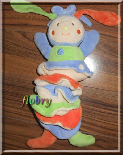 Doudou Peluche Musical Lapin Nounours Accordeon Bleu Creme Blanc Orange Vert Peluche Boite A Musique Bébé Enfant