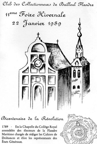 Carte Du Club Des Collectionneurs De Bailleul Flandre - 11 Ème Foire Hivernale 22 Janvier 1989 Bicentenaire De La Révolution