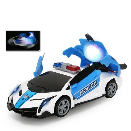 Voiture De Police Électrique Avec Lumières Colorées Et Musique, Jouet Rotatif Et Ouverture Automatique Des Portes, Cadeau Pour Enfants