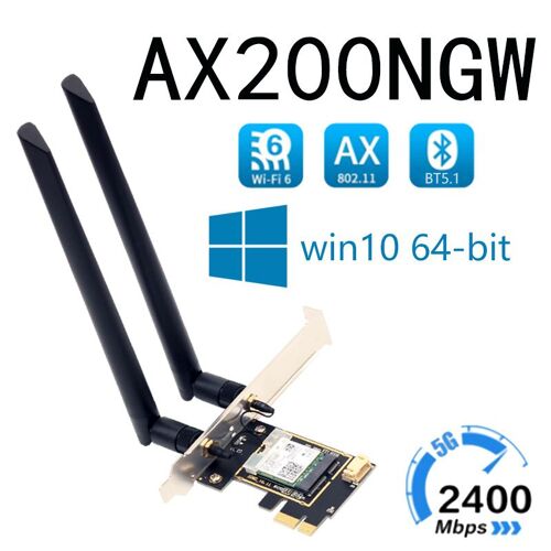Ax200 - Carte Réseau Sans Fil, Triple Bande 5374m, Carte Récepteur Wifi 6e, Bluetooth 5.2, Pour Ordinateur De Bureau