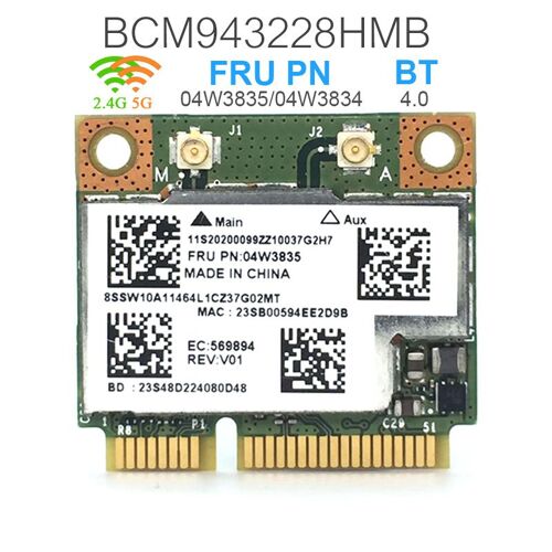 Carte Réseau Sans Fil Bcm943228, 2.4/5ghz, Mini Pcie, Wi-fi, Bt 4.0, Pour Lenovo E430, E431, E530, E130, E135, E330, Pièce D'occasion
