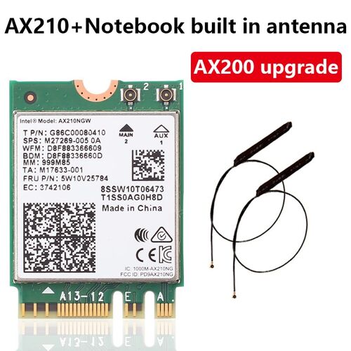 Antenne AX210 - Carte Réseau Sans Fil Intel Ax210ngw 802.11ax Ax200, 5374 Mb/s, 6g, Bluetooth 5.2, Mise À Niveau, Pour Ordinateur Portable