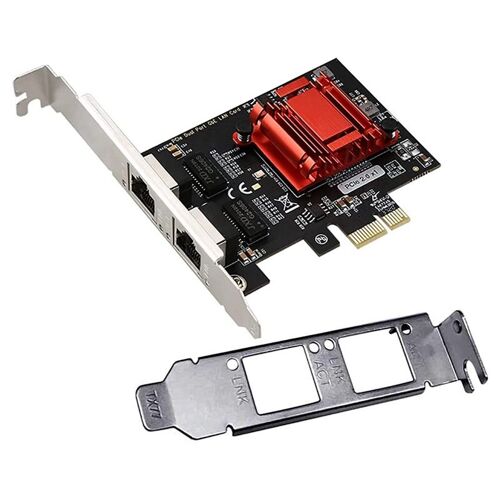 ROUGE - Carte réseau Gigabit PCIe, 1000M, adaptateur Ethernet PCI Express avec 82576, deux Ports LAN NIC