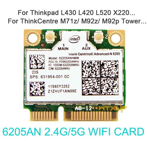 Carte adaptateur sans fil, pour Lenovo ThinkSub Lturquoise T420 T520 X220 FRU 60Y3253, Advanced N 6205 6205AN, double bande 2.4G/5G wifi
