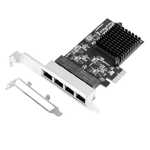 Noir - Carte contrôleur Ethernet Gigabit Pcie 4 ports, 1X, 1000Mbps, Alfred RTL8111H, puces avec support'invite à profil bas pour ordinateur de bureau