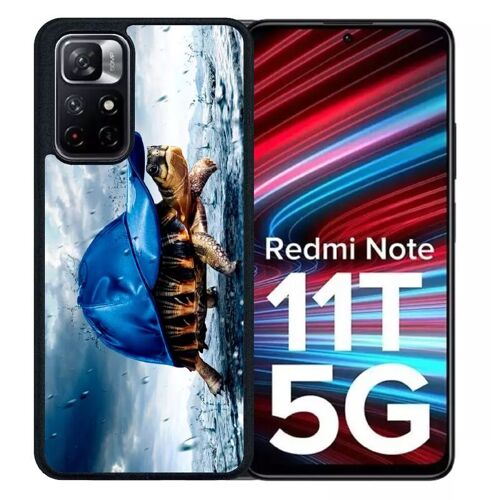 Coque pour redmi note 11t 5g - tortue baseball - silicone - noir