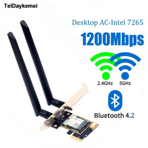 Desktop-AC7265 - Adaptateur Wifi Pci Express 1200mbps, Bluetooth 4.2, 2.4/5 Ghz, Carte Réseau Sans Fil Intel 7265 Pour Ordinateur De Bureau