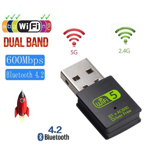600 Mbps BT Modèle B - adaptateur USB WIFI Bluetooth, antenne sans fil 600Mbps, double bande, pilote gratuit, carte réseau sans fil pour Windows OS