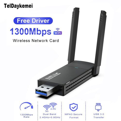 AC1300 - Carte réseau sans fil WiFi USB 1300, 5 mesurz, 3.0 Mbps, 2.4G, stérilisation, adaptateur 11ac, AClingFor Laptop, PC, Mini Dongle, pilote gratuit