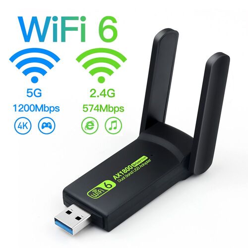 WiFi 6 1800m - Adaptateur Wi-fi 6 Usb 1800 Mb/s, 5g/2.4ghz, Usb 3.0, Dongle Sans Fil, Carte Réseau 802.11ax, Antenne À Gain Élevé, Windows 7/10/11