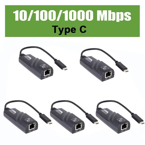 1000m de type C - Adaptateur filaire USB 100 vers Ethernet Gigabit, carte réseau RJ45, vente en gros, livraison directe, 5 pièces