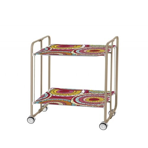DON HIERRO - Desserte pliante BAUHAUS avec roulettes, Structure couleur sable, 2 niveaux, 4 positions-29