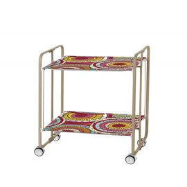 DON HIERRO - Desserte pliante BAUHAUS avec roulettes, Structure couleur sable, 2 niveaux, 4 positions-29