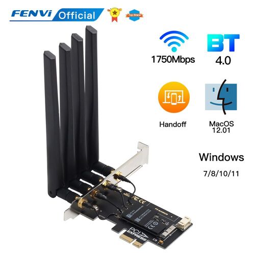 FV-A436CD PCIe - Adaptateur Pcie Sans Fil, Wi-fi 802.11ac, Bluetooth 1750 Et Ac1200, 4.0 Mbps, Pour Pc Dekstop