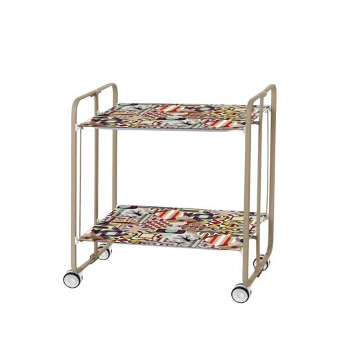 DON HIERRO - Desserte pliante BAUHAUS avec roulettes, Structure couleur sable, 2 niveaux, 4 positions-35