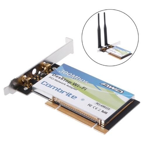 Adaptateur De Carte Wifi Sans Fil Ar9223 Pci 300m, Avec Antenne 6db, Pour Ordinateur De Bureau Et Portable