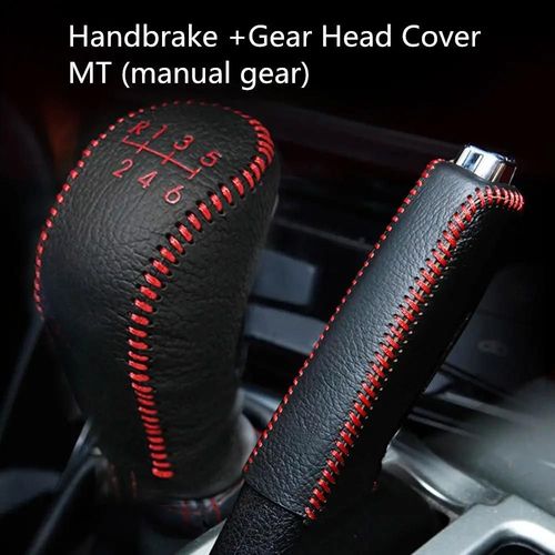 Mont Rouge - Vous Deux. Pommeau De Levier De Vitesse En Cuir, Couvercle De Frein À Main, Produits De Protection Intérieure, Accessoires Pour Hyundai Creta Feast 25, 2019