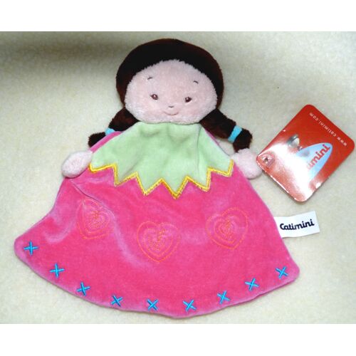 Fille Doudou Plat Triangle Nattes Rose Vert Girl Princesse Princess Catimini Comforter 