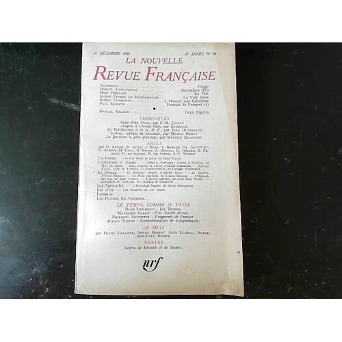 La Nouvelle Revue Française N°96 1 Dec 1960