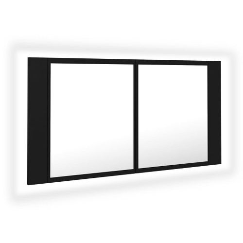 Vidaxl Armoire De Salle De Bain À Miroir À Led Noir 90x12x45 Cm