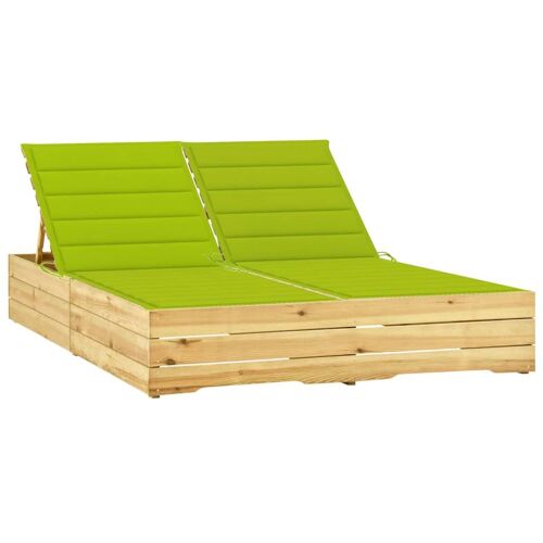 Vidaxl Chaise Longue Double Et Coussins Vert Vif Bois De Pin Imprégné
